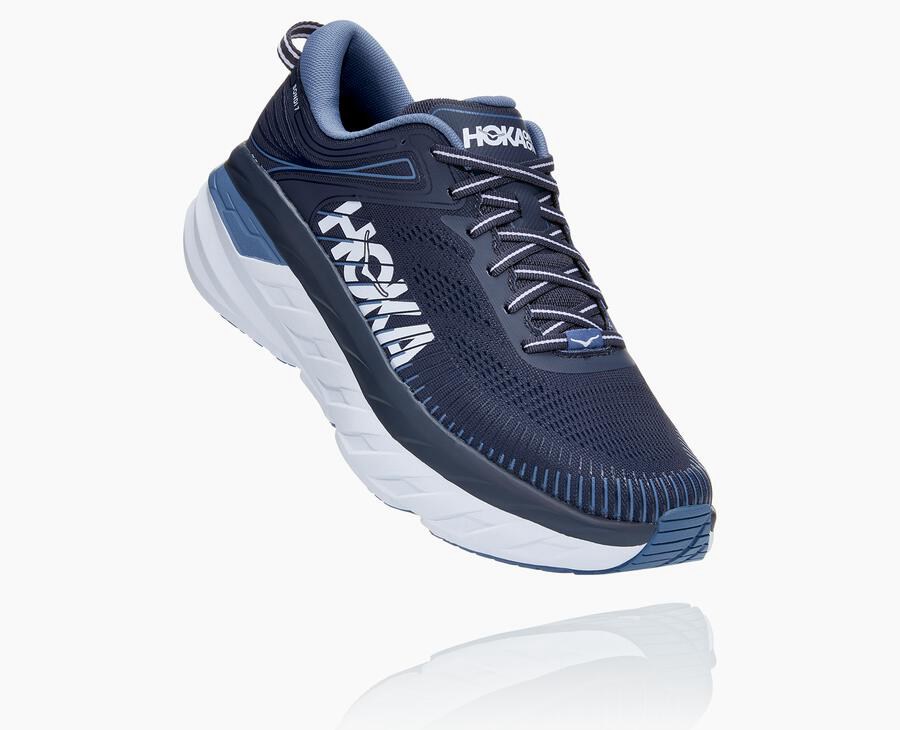 Hoka One One Bondi 7 - Men Running Shoes - Navy,Australia MGY-756310